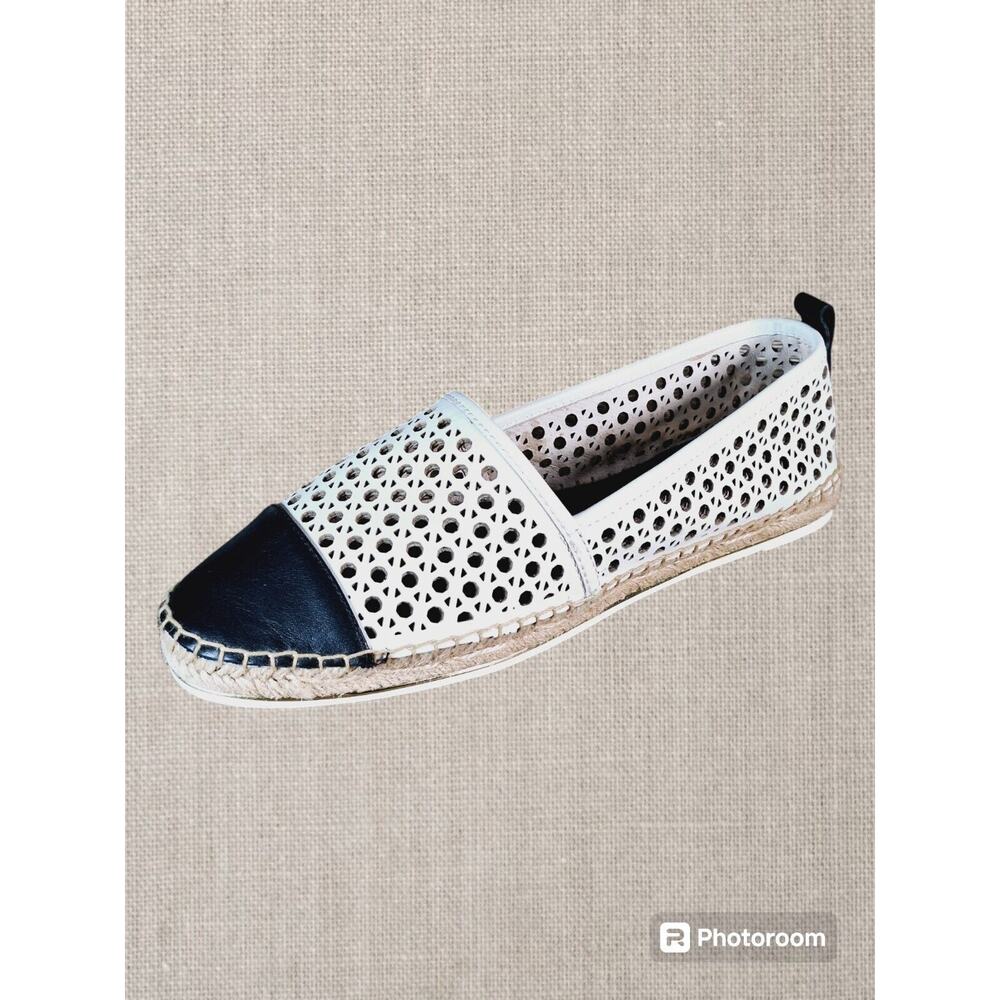Louise Et Cie Size W8.5 Lo-Dalila Cap Toe Perforated Espadrille Leather Loafers